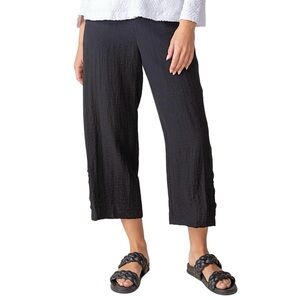 HABITAT Ruched Straight Crop Pants Black Large Straight Leg Travel Bohemian